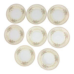 Vintage Meito China Arbor 6.5" Hand Painted Bread & Butter Plates Japan Set Of 8